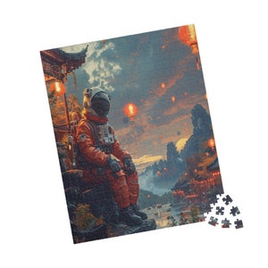 Astronaut Contemplation Jigsaw Puzzle: Sci-Fi Eastern Landscape image 5