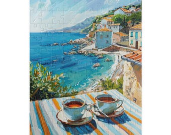 Legpuzzel Coastal Coffee: mediterraan strandlandschap