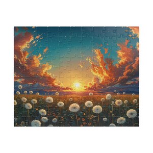 Radiant Sunset Over Field Jigsaw Puzzle | 110/252/520/1014 Pieces Available | Easy to Challenging | Fun Family Activity | Perfect Gift Idea