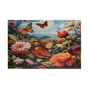 Fluttering Grace Jigsaw Puzzle Floral with Butterfly Puzzle Family Activity 1000 Piece Puzzle for Adults Cute 500 Piece Puzzle Gift Idea