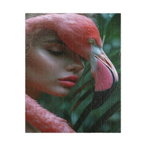 Flamingo Elegance: A Portrait Jigsaw Puzzle | 500-1000pc Puzzle | Bird Lover Gift | Tropical Wildlife | Unique Art Puzzle | Family Activity