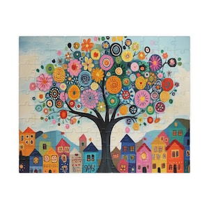 Whimsical Tree Jigsaw Puzzle | 110/252/520/1014 Piece Options | Easy to Challenging | Fun Family Activity | Perfect Gift Idea