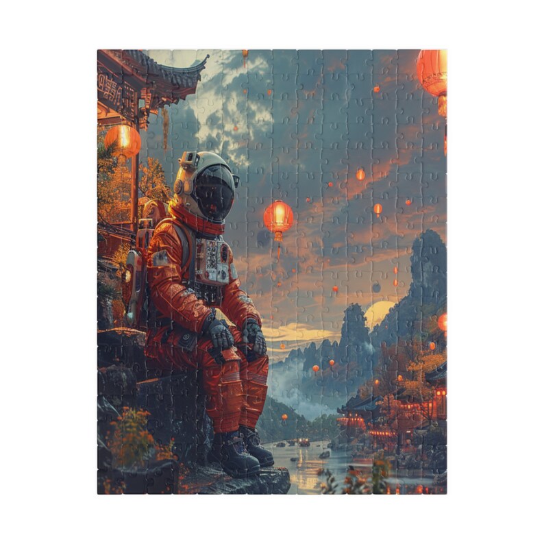 Astronaut Contemplation Jigsaw Puzzle: Sci-Fi Eastern Landscape image 7
