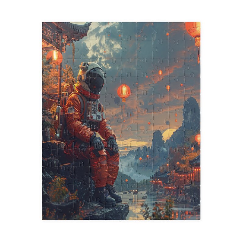 Astronaut Contemplation Jigsaw Puzzle: Sci-Fi Eastern Landscape image 4