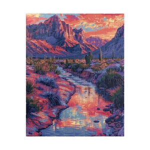 Desert Dusk Scenery Jigsaw Puzzle | 110/252/520/1014 pieces | Vibrant Canyon Sunset | Nature Landscape Game | Outdoor Lovers Gift