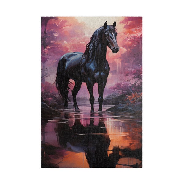 Horse at Sunset Jigsaw Puzzle Horse Lover Nature Puzzle 1000 Piece Puzzle for Adults 500 Piece Puzzle for kids Puzzle Gift for all Ages