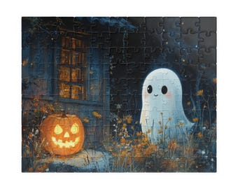 Rompecabezas de fantasmas y calabazas: Diversión espeluznante para toda la familia en Halloween.