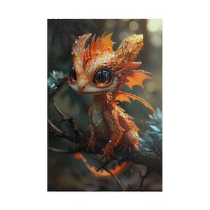 Schattige drakenpuzzel: mystieke bosfantasie
