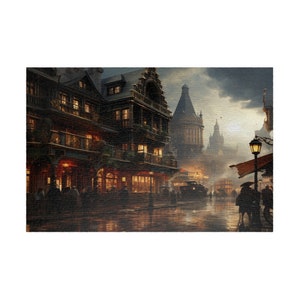 Evening Glow Cobblestone Jigsaw Puzzle: Nostalgic Cityscape