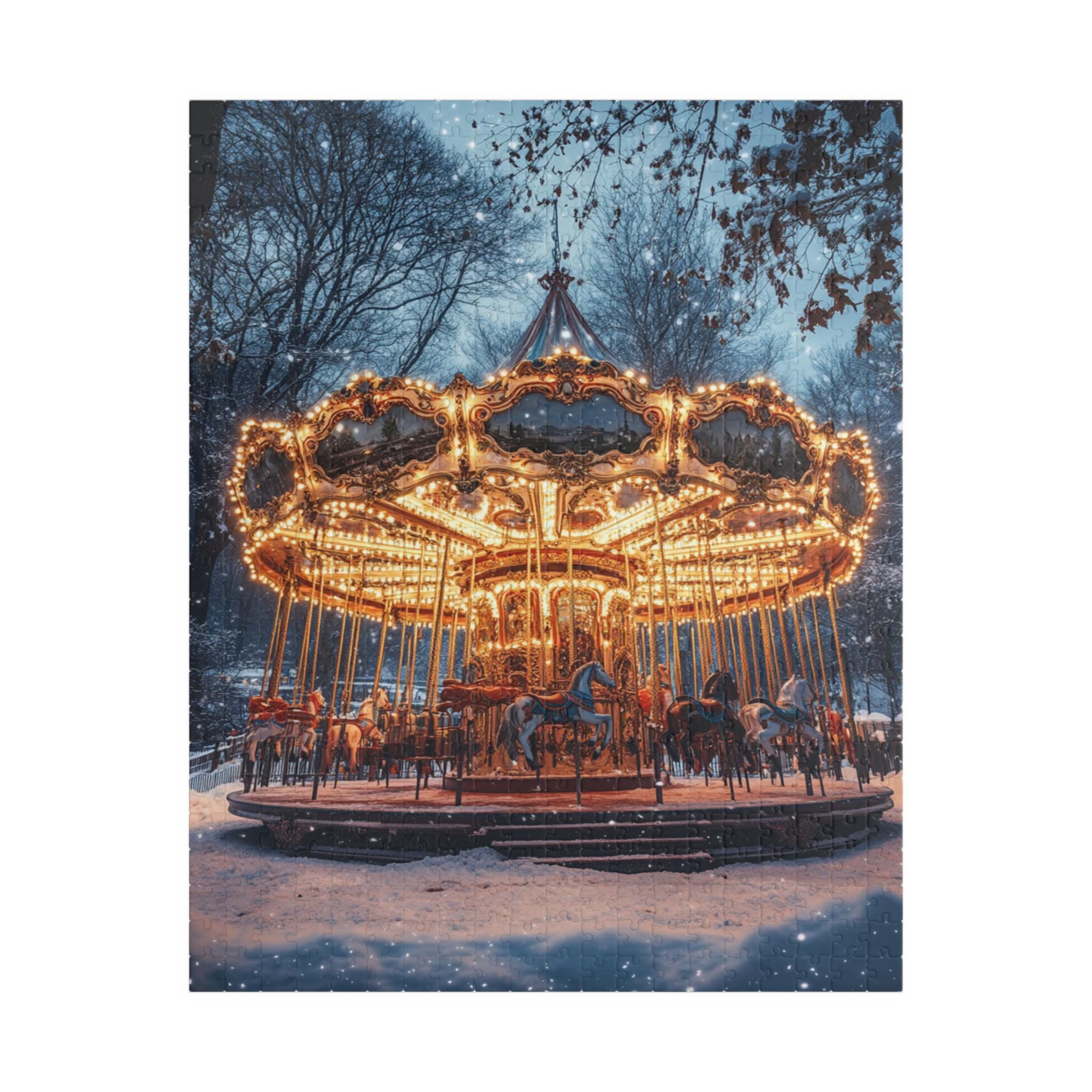Winter Carousel Puzzle, Holiday Family Game, Cozy Activity - Etsy