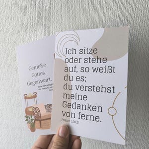 2er Set christliche Karten mit Bibelvers, Verskarten, Glaube, Gnade, Postkarte BEIGE