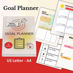 Tor-Planer | Bunter Produktionsplan | Ziele setzen Bleiben Sie motiviert | Lebensplaner PDF | A4 & Letter Format | Digitaler Download