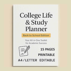Editable Academic Planner 2025-2026, Student Organizer, Printable PDF