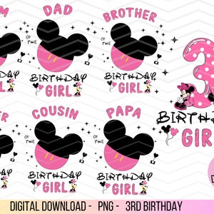 Birthday girl png, bundle birthday girl, Minnie Mouse png, Minnie Mouse birthday png, pink Minnie mouse