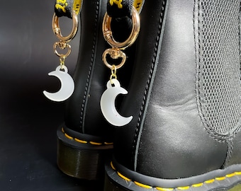 Frosted Moon | Boot & Shoe Charm | Acrylic Charm | Keychain | Gold or Silver