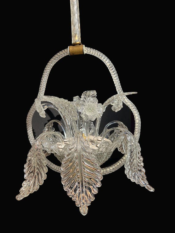 Vintage Barovier & Toso Murano Glass Floral Chandelier, 1940s