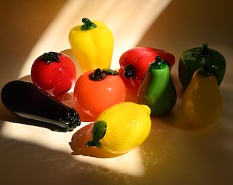 ガラスに入った果物と野菜、ムラーノ様式、イタリア、20世紀半ば