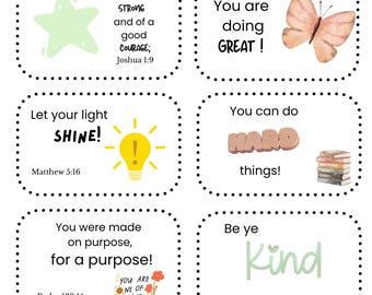 印刷可能な聖書ランチボックスノート：KJV聖書の一節の肯定（PDFダウンロード）