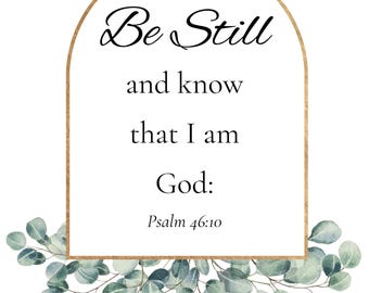 詩篇46篇10節 聖書のプリント｜ボタニカル・クリスチャン・ウォールアート（デジタルダウンロード）