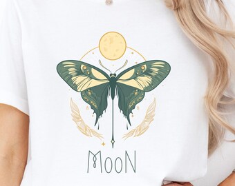 Celestial Butterfly Moon Shirt: Mystical Graphic Tee
