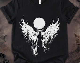 Dark Angel Gothic T-Shirt: Celestial Fallen Angel Wings