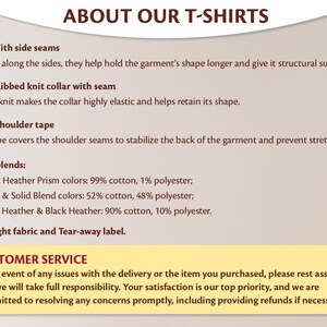 Peut inclure: Graphique textuel intitul&eacute; &laquo;&nbsp;&Agrave; PROPOS DE NOS T-SHIRTS&nbsp;&raquo; d&eacute;taillant les caract&eacute;ristiques telles que les coutures lat&eacute;rales, le col en tricot c&ocirc;tel&eacute;, les bandes d'&eacute;paule et les m&eacute;langes de tissus. Comprend des informations sur le service client.