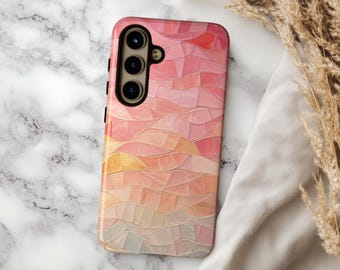 Stained Glass Mosaic Phone Case: Pastel Gradient, Dual Layer Protection