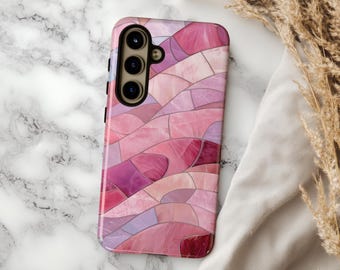 Pink Mosaic Phone Case: Rose Quartz Style, Protective Cover