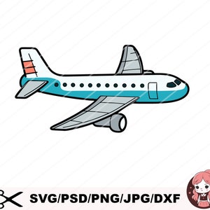 Arquivo de corte SVG de avião voador, clipart de vista frontal de avião, silhueta de avião de passageiros, viagem aérea, gráfico de arte vetorial de transporte voador