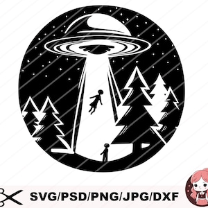 UFO SVG, UFO-Svg-Schnitt-Dateien für Cricut, Ufo Clipart, Ufo-Konturen-Svg, Alien-Svg-Datei