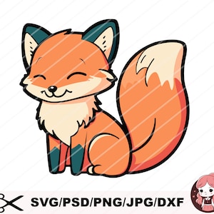 Renard mignon SVG, Svg animaux de la forêt, forêt, renard mignon SVG, svg renard pour Cricut, en couches, DXF, animaux, Cricut, Silhouette