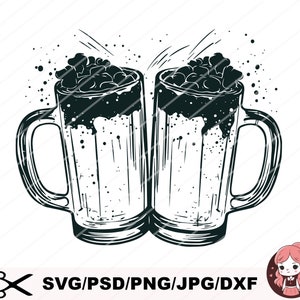 Beer Cheers SVG / Beer SVG / Beer Vector / Beer Cricut / Clip Art Cut File Silhouette dxf eps png jpg • Instant Digital Download