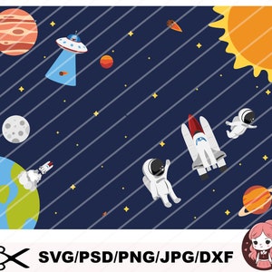 Outer Space Clipart Set, Planets Clipart Set, Planets PNG, Outer Space png, Astronaut Clipart, Spaceship png, UFO png, Sublimation Files,PNG
