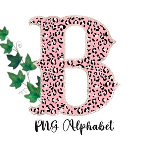 Police de caractère western, lettres western, alphabet, PNG, sublimation, cow-girl, rustique, imprimé léopard, rose, preppy, trucs preppy,