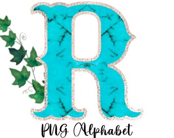 Western Font, Western Letters, Alphabet, PNG, Sublimation, Cowgirl, Rustic,  Turquoise,Preppy Stuff,