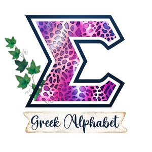 Letras griegas, letras de hermandad, fuente griega, imágenes prediseñadas, artículos universitarios, hermandad, artículos preppy, regalo de hermandad, leopardo rosa, estampado de guepardo,