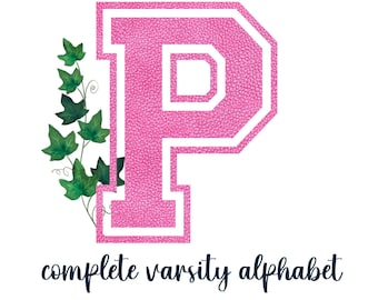 Pink Faux Leather Letterman Varsity Font,Varsity, Sorority Letters, Alphabet, PNG, Clipart, Sublimation, Preppy Stuff, Valentines,