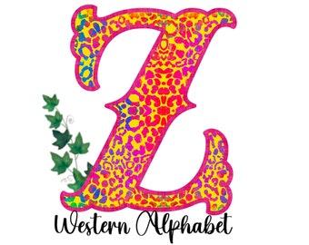 Western Font, Western Letters, PNG Alphabet, Sublimation, Cowgirl, Rustic, Leopard, Preppy Stuff,