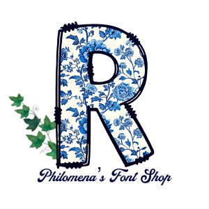 Letras de Doodle Chinoiserie, Alfabeto Doodle, Fonte, Sublimação, PNG, Clipart, Floral Azul, Coisas de Preppy, Francês Chinês,
