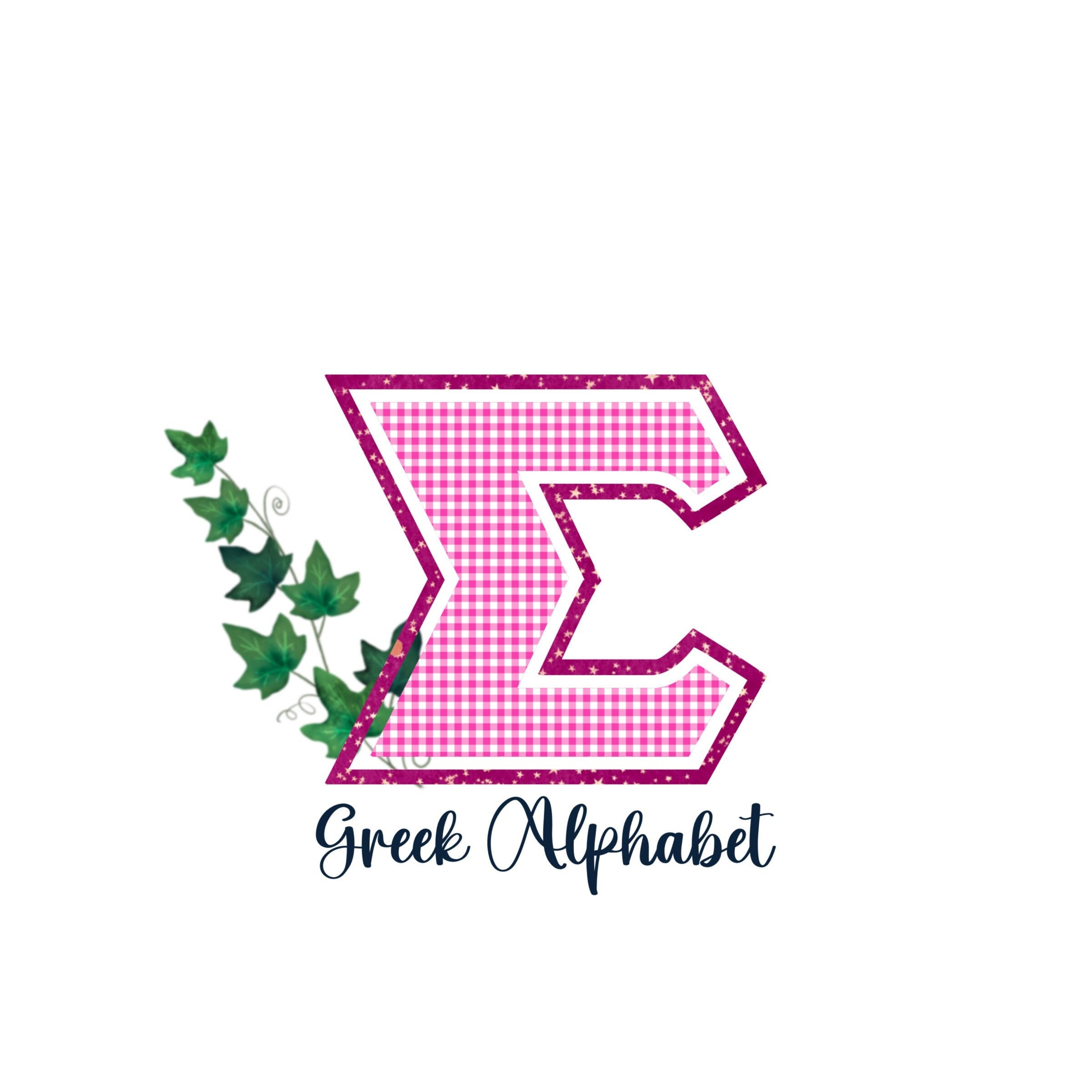 Greek Letters, Sorority Letters, Font, Sublimation, PNG, Clipart, College, Football, Sorority, Pink, Gingham, Preppy Stuff,