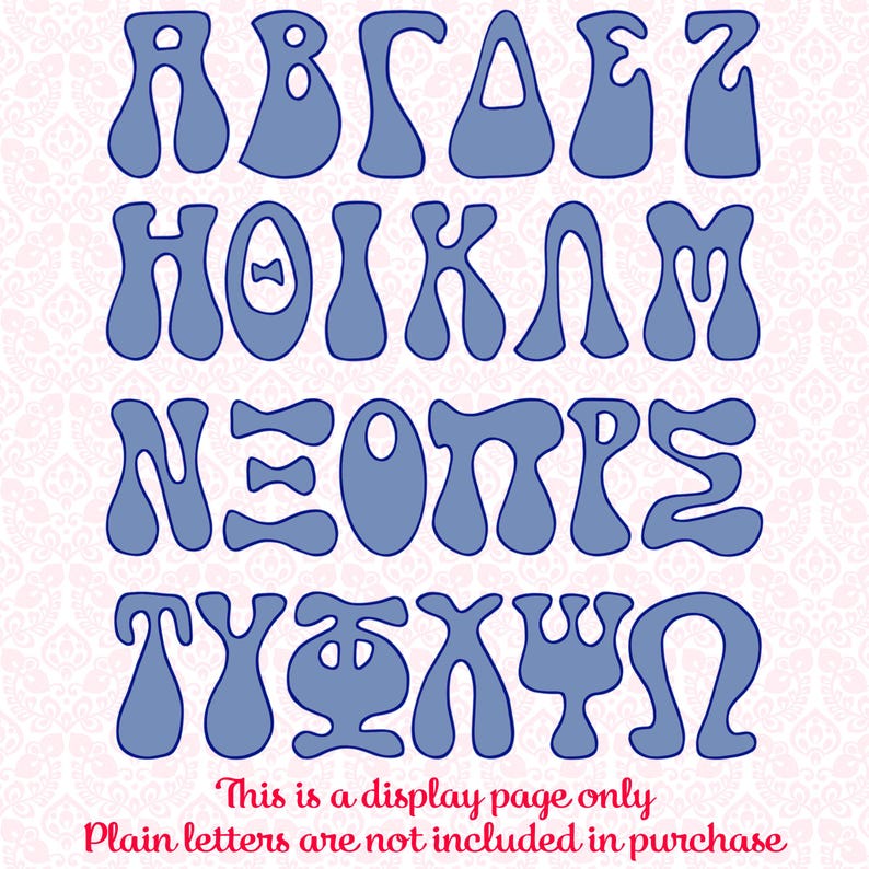 Retro Greek Letters, Sorority, Font, Sublimation, PNG, Clipart, Preppy ...