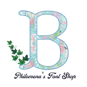 Monogramtypsnitt, manusbokstäver, alfabet, fiskstjärt, initialer, PNG, preppy grejer, pastellblommor, kokosflicka,