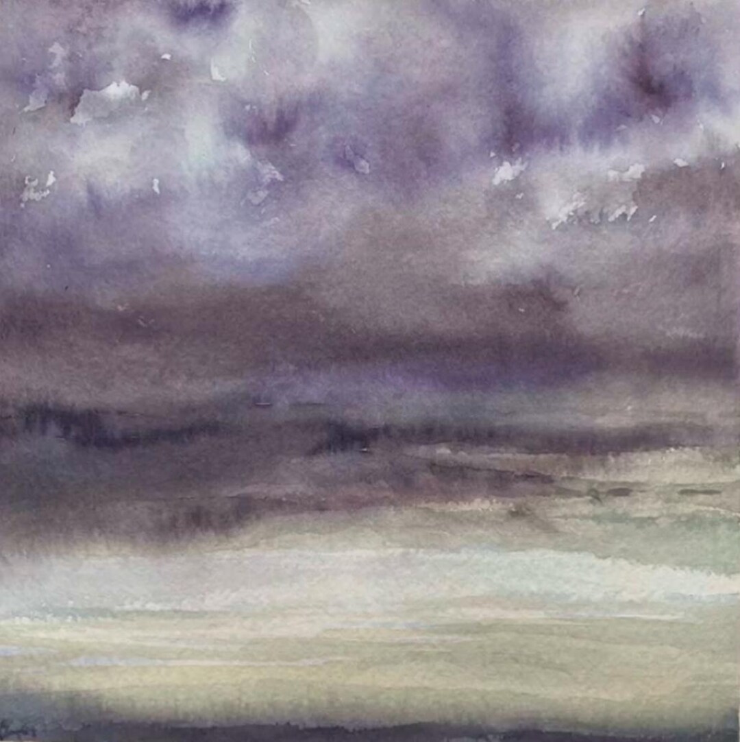 SOLD - Cloud Study No. 4 – Original 6×6 Watercolour on Wood Panel - Etsy