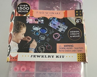 Bead Jewelry Making Kit With Storage Boxes and Bag Over 1500 Beads and Supplies