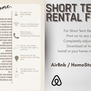 Custom Airbnb & Vacation Rental Welcome Sign – Printable Guest House Rules, WiFi Password and Local Guide Poster
