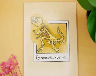 Carte postale mignonne avec un T-Rex | Carte postale avec motif T-Rex