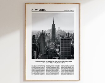 Stampa di giornali di New York: fotografia in bianco e nero (download immediato)