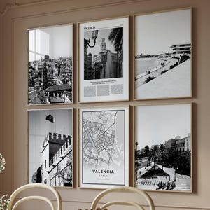 Set von 6 Karten Schwarz Weiß Digitaldruck, Spanien Gallerie, Reise Karte Foto Poster, Moderne druckbare Kunst, Fernweh trendiges Geschenk,