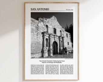 San Antonio Newspaper Print: Black and White Wall Art (Instant Download)