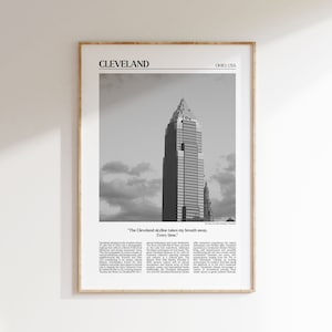 Cleveland Photo Poster: Newspaper Style Black & White Print (Instant Download)